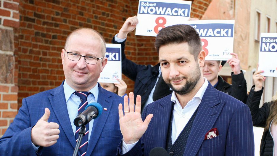 Konferencja prasowa Patryka Jakiego i Roberta Nowackiego. Olsztyn, 11 października 2019 roku