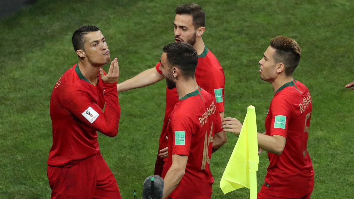 Cristiano Ronaldo po zdobyciu pierwszej bramki w meczu z Hiszpanią na MŚ 2018