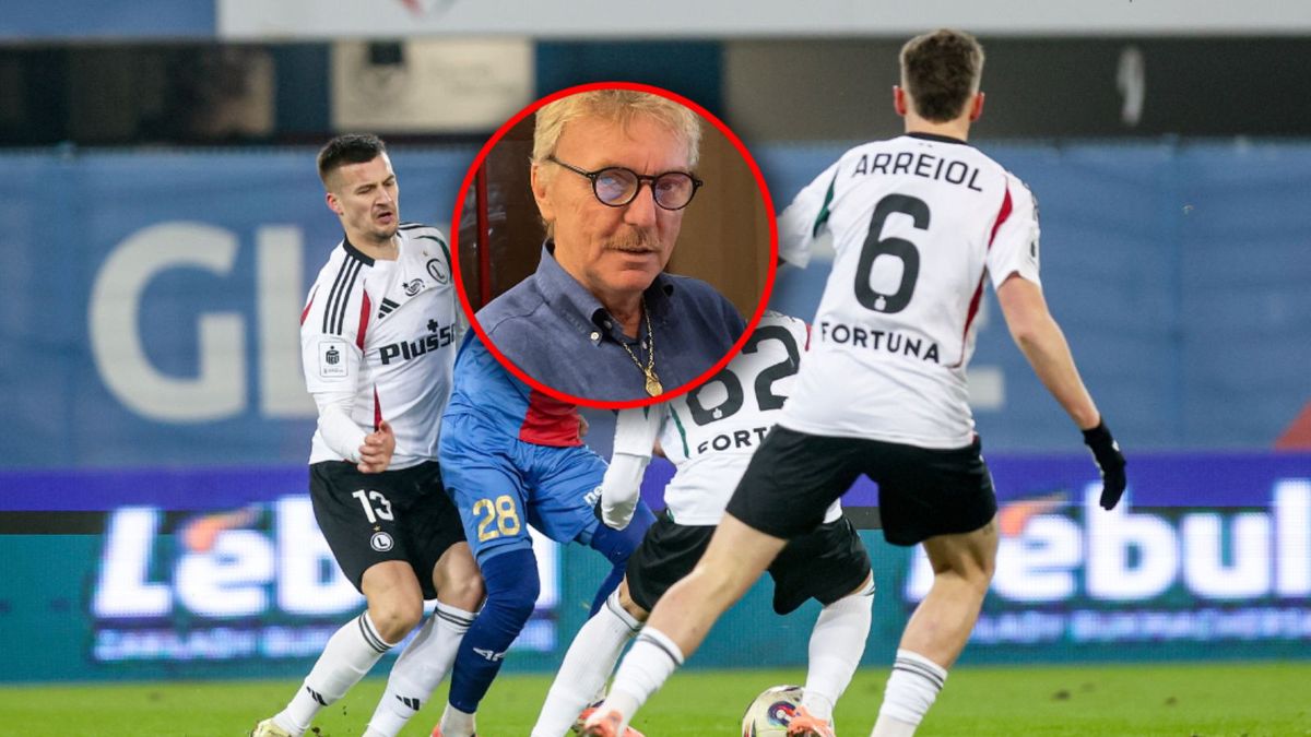 PAP / Art Service / Na zdjęciu: zawodnicy Legii Warszawa w meczu PKO Ekstraklasy z Piastem w Gliwicach/ w ramce: Zbigniew Boniek