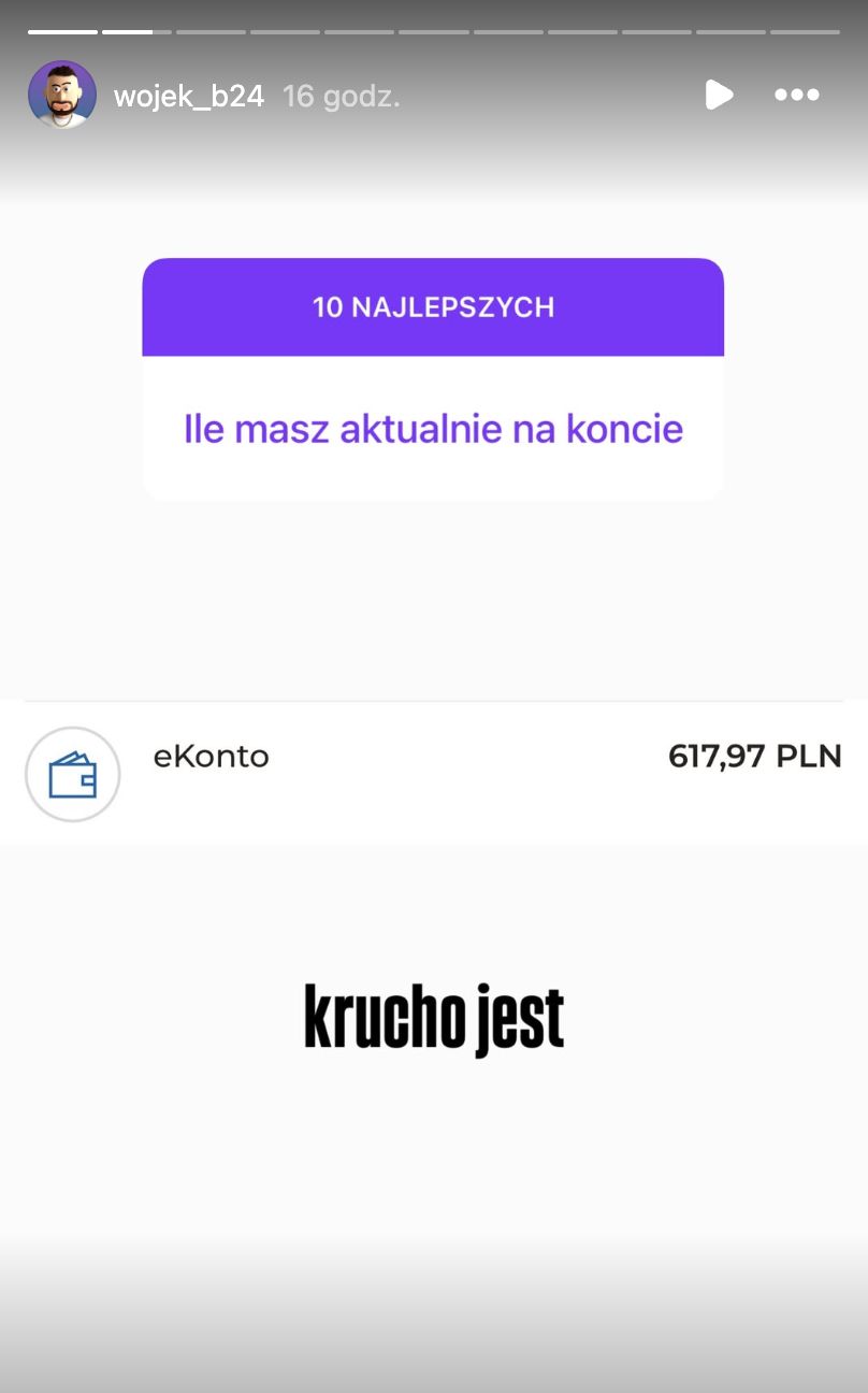 Wojek pokazał fanom screen z konta bankowego 