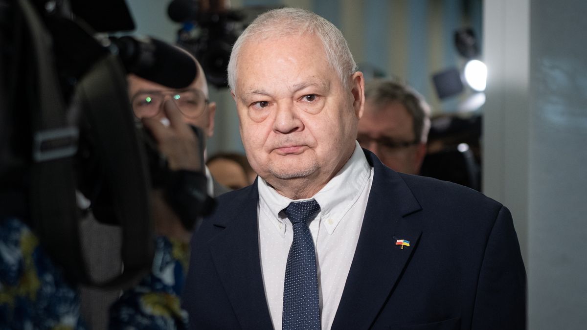 President of the National Bank of Poland Adam Glapinski, interviewed by the Public Finance Committee as a candidate for a second term as Poland's central bank chief, at Sejm (lower house of parliament) in Warsaw, Poland on April 13,  2022 (Photo by Mateusz Wlodarczyk/NurPhoto via Getty Images)