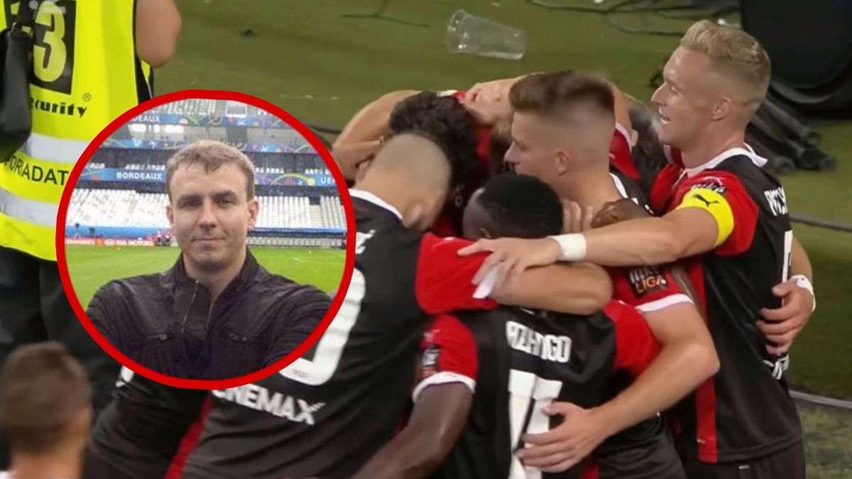 Materiały prasowe / Materiały Prasowe / TV2 Sport (screen) / Na zdjęciu: piłkarze Spartaka celebrują gola strzelonego FK Sarajevo w el. LKE i w kółku Pavol Spal.
