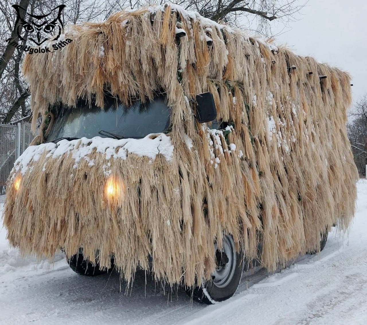 A Russian car in astonishing combat camouflage