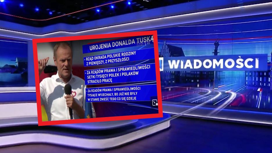 Wyliczenia TVP. Jest tabela: "urojenia Tuska"