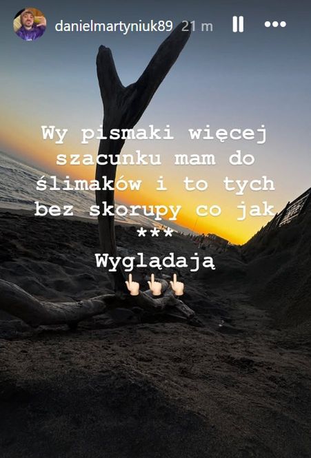 Wpis Daniela Martyniuka na Instagramie
