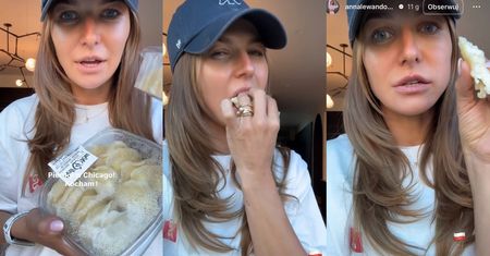 Unikająca jedzenia laktozy Anna Lewandowska bezwstydnie PAŁASZUJE polskie pierogi w USA. "Ale PYCHA". Zaszalała?