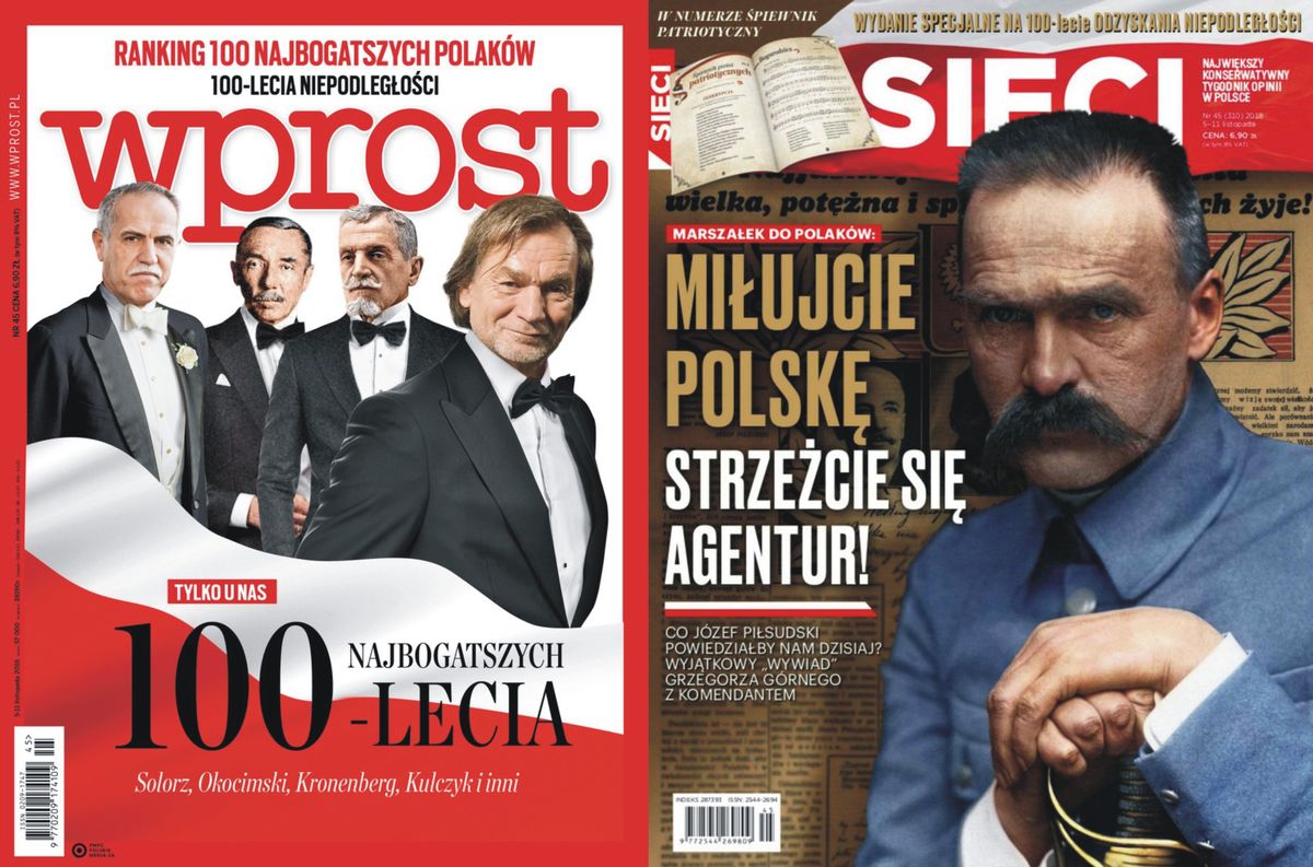Okładki tygodników. "Wywiad" z Piłsudskim i 100 najbogatszych Polaków 100-lecia