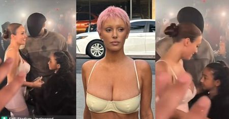 Wydekoltowana Bianca Censori tuli się z dziećmi do zamaskowanego Kanye Westa. Taka macocha to skarb? (WIDEO)
