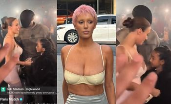 Wydekoltowana Bianca Censori tuli się z dziećmi do zamaskowanego Kanye Westa. Taka macocha to skarb? (WIDEO)