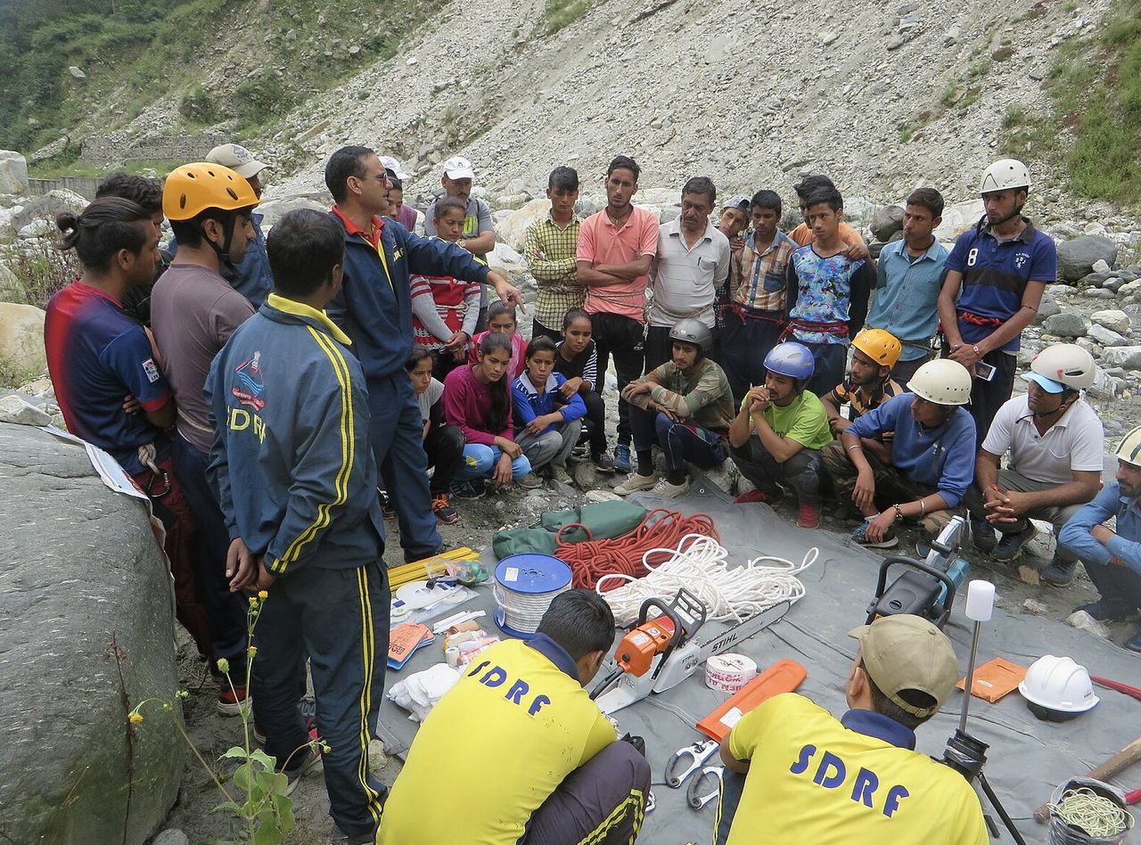 Rescuers are trying to free the trapped workers.