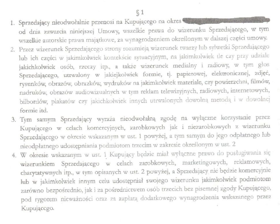 Umowa sprzedaży wizerunku Tomasza Hajty