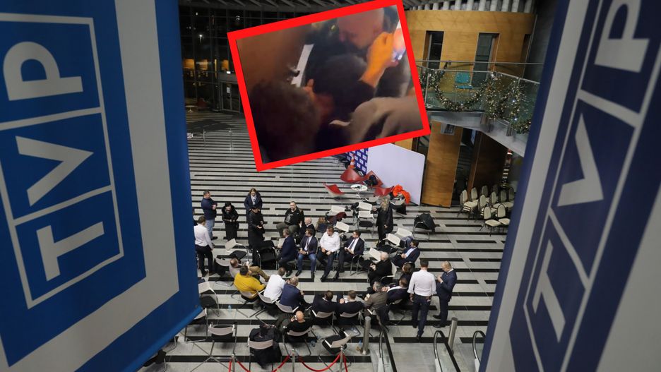 Politycy PiS w budynku TVP przy ul. Woronicza w Warszawie