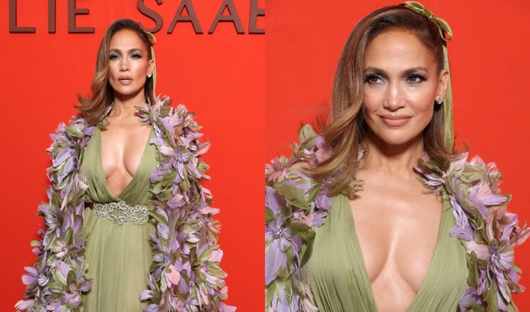 Wydekoltowana Jennifer Lopez ZADAJE SZYKU na Paryskim Tygodniu Mody. Ikona? (ZDJĘCIA)
