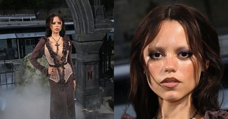MROCZNA Jenna Ortega w Paryżu promuje drugi sezon "Wednesday". Aktorka wybrała kreację ze śmiałym dekoltem