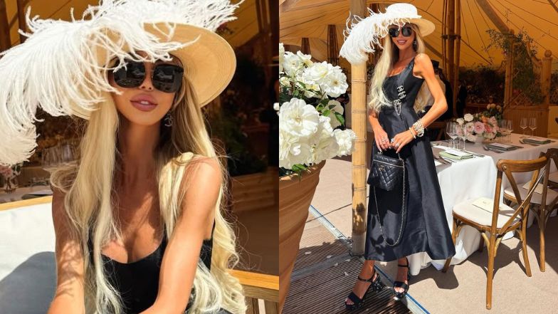 Odziana w kreację Chanel Julia Dybowska nadaje z Royal Ascot