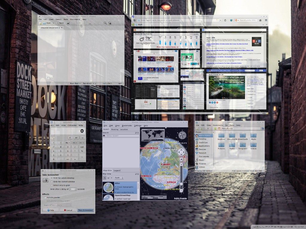 Pulpil LXDE dystrybucji LXLE z efektem expose