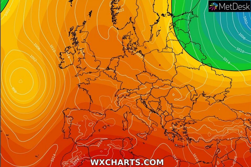 Pogoda. W środę nieco cieplej i mniej deszczu (WXCHARTS)