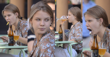 Zrelaksowana Iga Lis sączy piwo i konsumuje lancz w towarzystwie koleżanki (ZDJĘCIA)