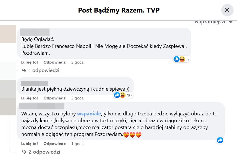 Komentarze z profilu TVP na FB