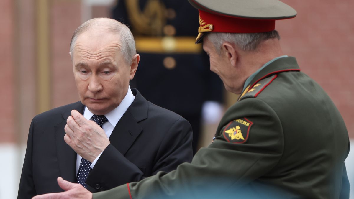 MOSCOW, RUSSIA - JUNE 22: Russian President Vladimir Putin arrives to lay a wreath during a ceremony at the Unknown Tomb on June 22, 2026 in Moscow, Russia. Putin is marking the Day of Remembrance and Sorrow, as the day of German Nazi's invasion of USSR in 1945. (Photo by Contributor/Getty Images)