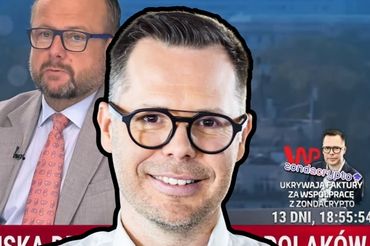 Jacek Świderski na tle ujęcia z TV Republika