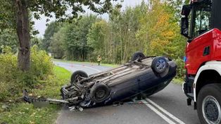 Świebodzin: Dachowanie audi. Kierujący kompletnie pijany