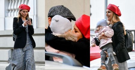 Stylowa Paulina Sykut-Jeżyna wita się czule z mężem i córką (ZDJĘCIA)