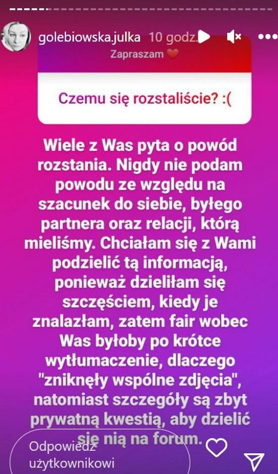 Julia ze "Ślubu od pierwszego wejrzenia" o rozstaniu z partnerem