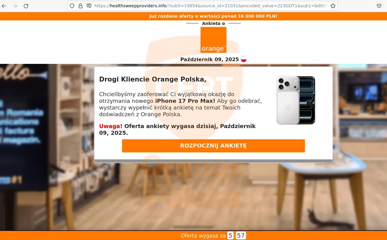 Fałszywa ankieta "Orange"