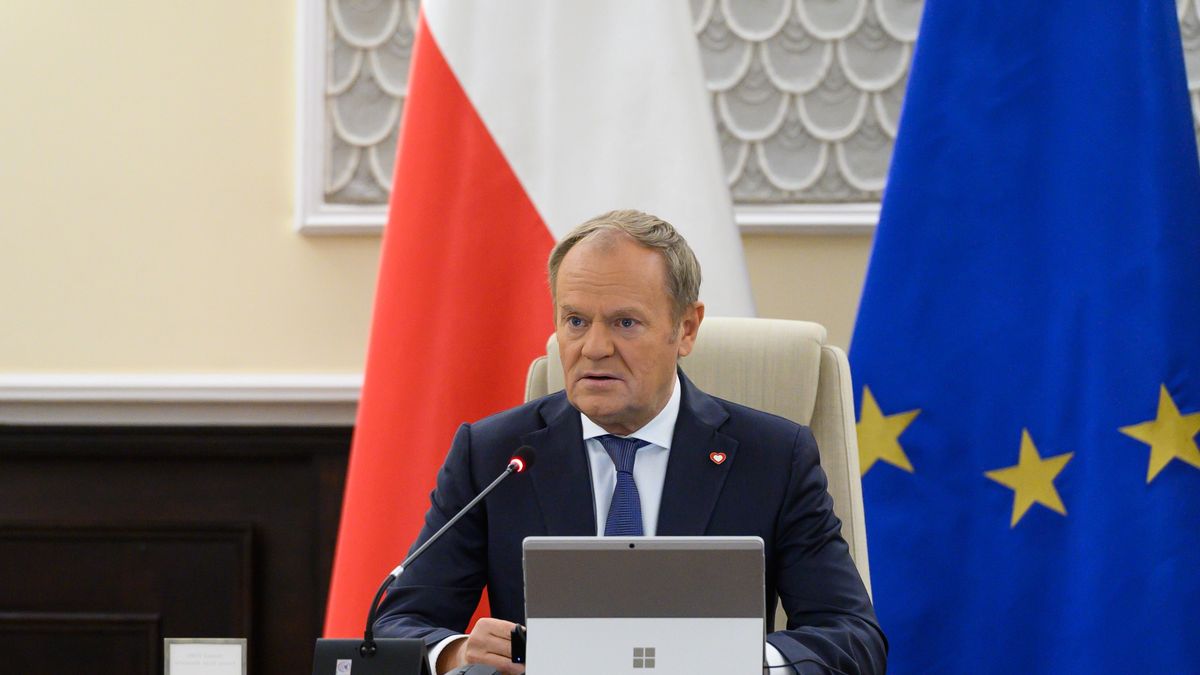 Poland's Prime Minister Donald Tusk takes part in the weekly government meeting at the PM's chancellery in Warsaw, Poland, on October 28, 2025. (Photo by Aleksander Kalka/NurPhoto via Getty Images)