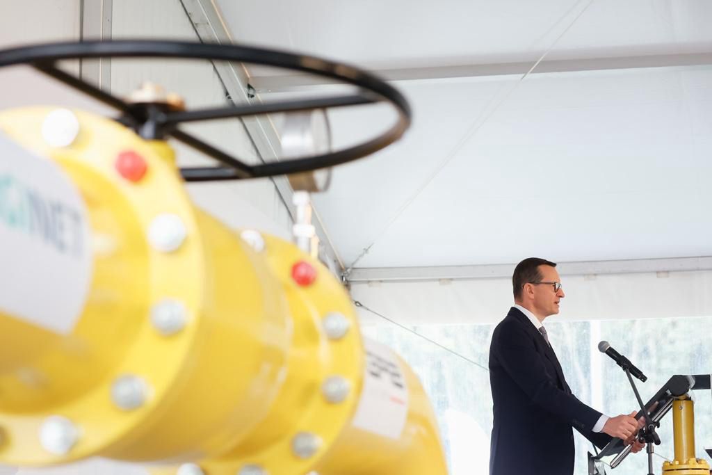 Premier Mateusz Morawiecki podczas otwarcia Baltic Pipe