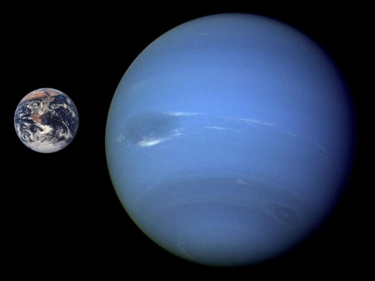Ziemia i Neptun - porównanie wielkości