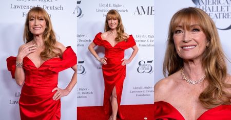 73-letnia Jane Seymour emanuje młodzieńczym wigorem na gali. Postawiła na czerwoną suknię z głębokim dekoltem