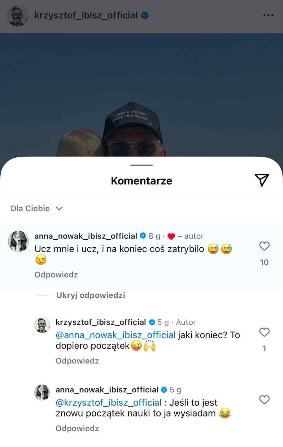 Krzysztof Ibisz żartuje w komentarzach z byłą żoną