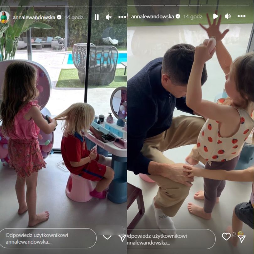 Robert Lewandowski w domowym salonie piękności. Takie zabiegi zafundowały mu córki