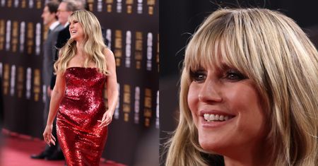 Cekinowa Heidi Klum kradnie spojrzenia na sportowej imprezie. Klasa? (ZDJĘCIA)