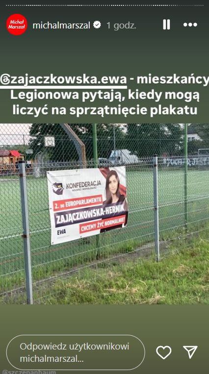 Europosłanka zapomniała o wyborczym plakacie w Legionowie