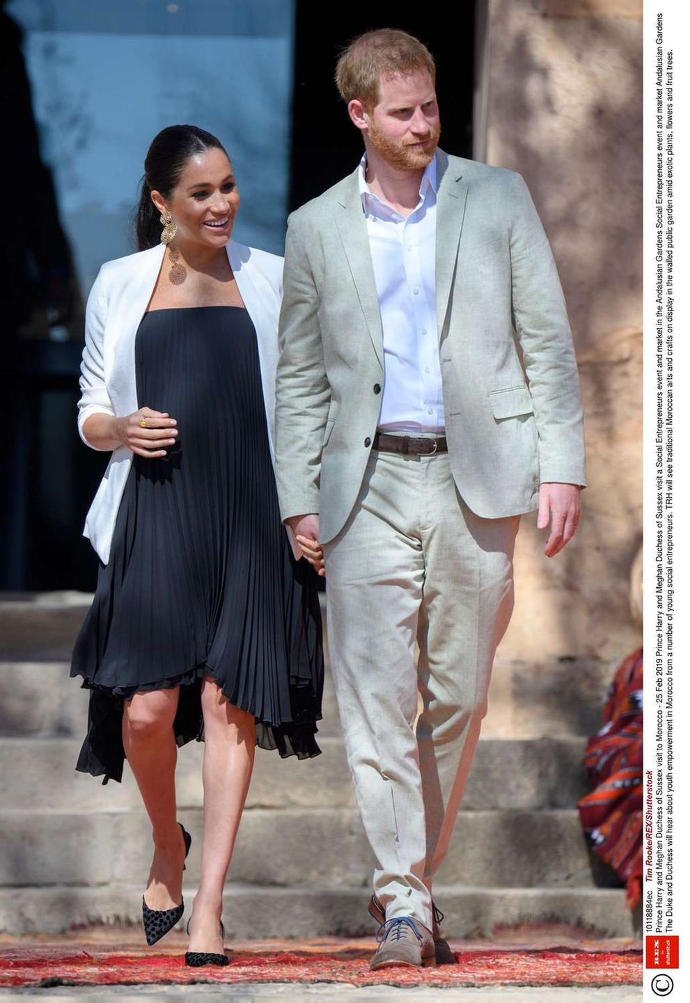 Meghan Markle w białej marynarce w Maroko