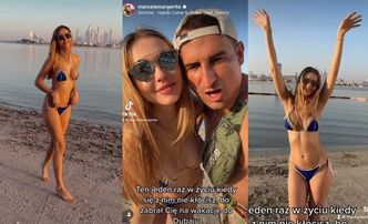 Marcela Leszczak w skąpym bikini dokazuje na plaży z Miśkiem: "Kiedy się z nim nie kłócisz, bo zabrał cię na WAKACJE DO DUBAJU"