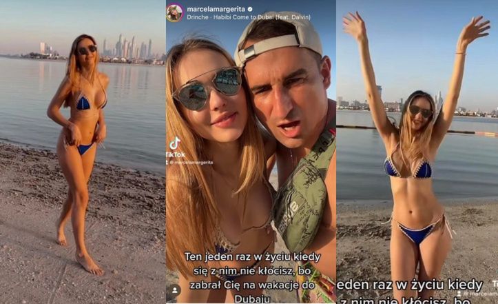 Marcela Leszczak w skąpym bikini dokazuje na plaży z Miśkiem