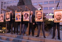 Katowice. Wieszanie na szubienicy zdjęć europosłów PO to nie przestępstwo. Przynajmniej według prokuratury.