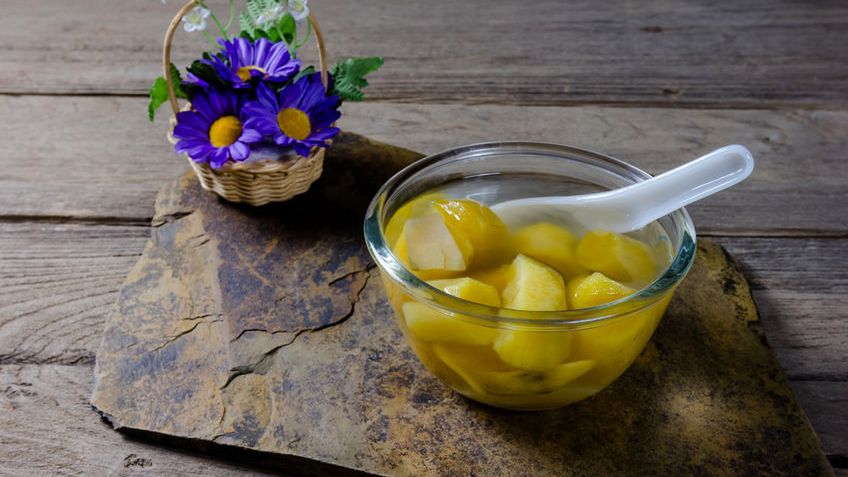 Bataty w puszce w syropie (produkt i płyn)