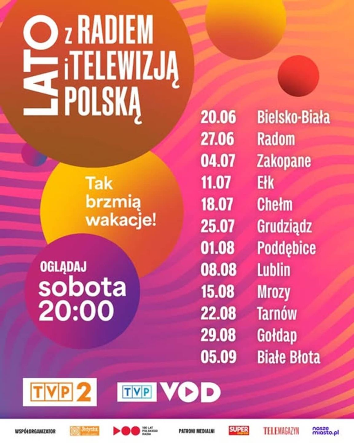 Wakacyjna Trasa Dwójki 2026 - Lato z Radiem i Telewizją Polską - plakat