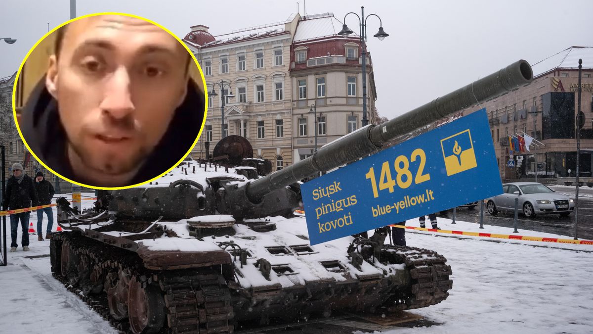 Zniszczony czołg rosyjski w Wilnie