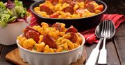 Makaron z chorizo i szpinakiem w kremowym sosie pomidorowym