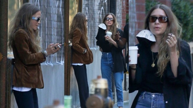 Dawno niewidziane Mary-Kate i Ashley Olsen raczą się papierosowym dymem w Nowym Jorku (ZDJĘCIA)