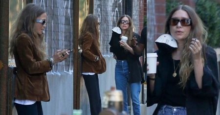 Dawno niewidziane Mary-Kate i Ashley Olsen raczą się papierosowym dymem w Nowym Jorku (ZDJĘCIA)