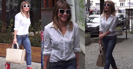 Herbuś do paparazzi pod TVN-em: "Obiecajcie, że będą dobre zdjęcia!"