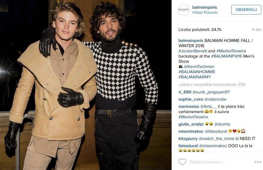 Kolekcja Balmain dla mężczyzn jesień-zima 2016/2017 (fot. Instagram)