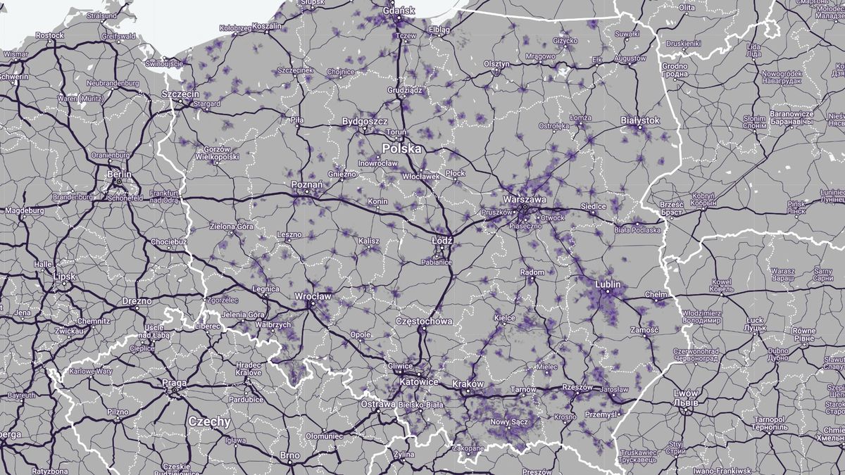Mapa zasięgu 5G w Play